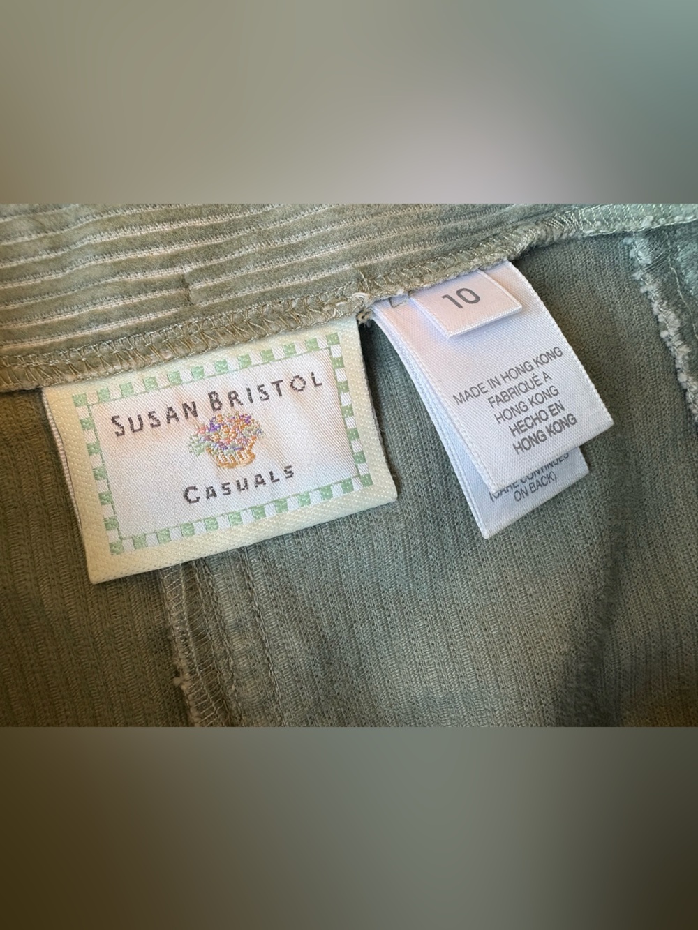 Corduroy Long Green Skirt Susan Bristol Casuals Size 10 - Picture 10 of 13